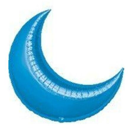 ANAGRAM 26 in. Blue Crescent Foil Flat Balloon 41185